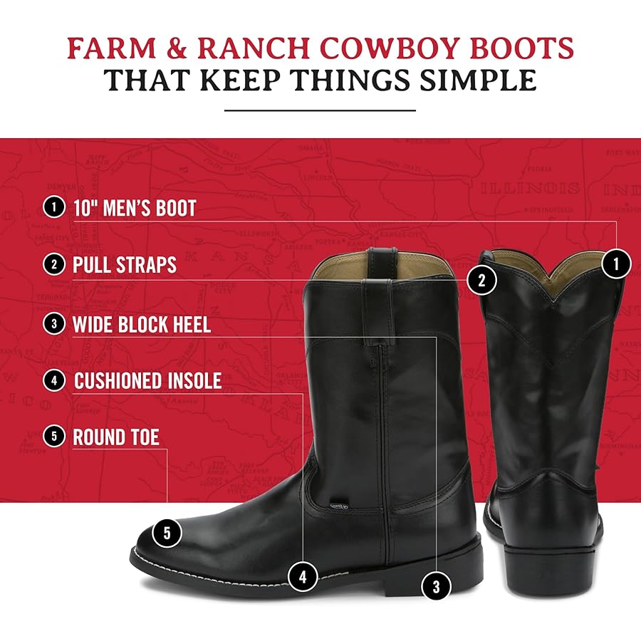 Amazon | Justin Boot Company メンズ テンプルブラック